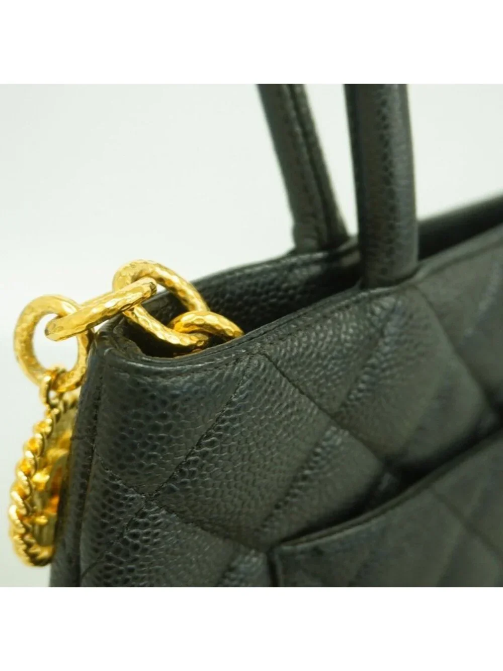 Chanel Tote Reissue Caviar Leather Black Gold